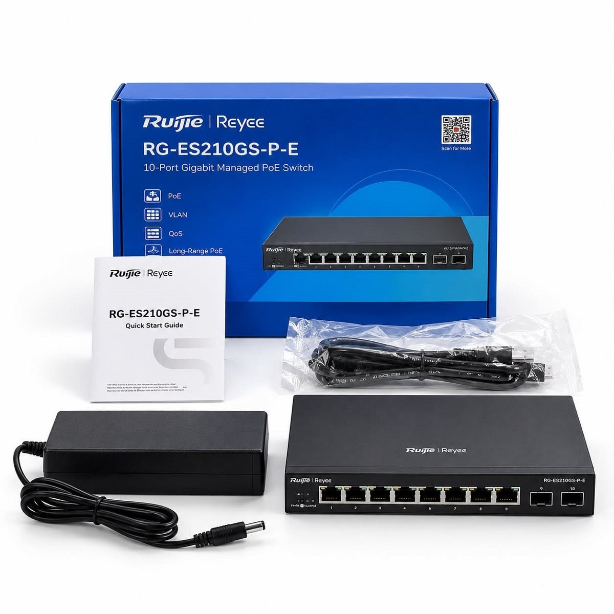 Ruijie RG-ES210GS-P 10-Port Gigabit Smart Cloud PoE Switch | Danny Computers