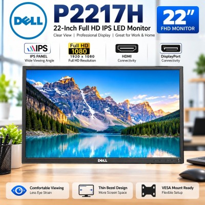 Dell P2217H 22-inch Full HD IPS LED monitor with HDMI and DisplayPort connectivity, supplied without monitor stand. | Ghana