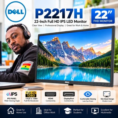 Dell P2217H 22-inch Full HD IPS LED monitor with HDMI and DisplayPort connectivity, supplied without monitor stand. | Ghana