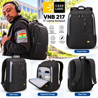 Case Logic VNB-217BLACK Value 17-Inch Laptop Backpack (Black) | Danny Computers, Ghana