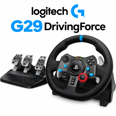 Logitech G29 Driving Force racing steering wheel with leather-wrapped wheel, stainless-steel paddle three-pedal unit | Ghana