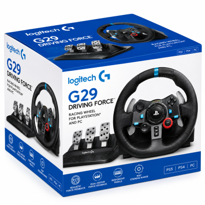 Logitech G29 Driving Force racing steering wheel with leather-wrapped wheel, stainless-steel paddle three-pedal unit | Ghana