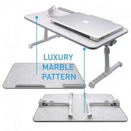 Macally Portable Laptop Table for Bed, [Large Size] Foldable & Height Adjustable Laptop Stand for Table - Sofa, Couch, Reclin