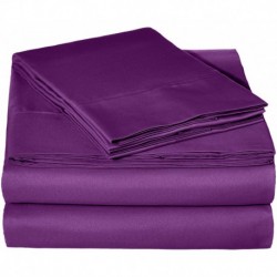 AmazonBasics Microfiber Sheet Set - Queen, Plum